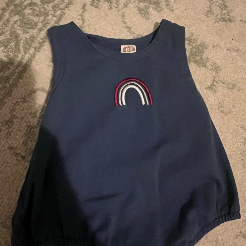 Navy Blue Kids bubble with Rainbow Embroidery